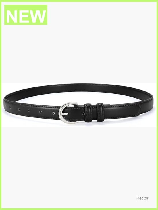 Faux Leather Skinny Belt with Single Prong Buckle for Jeans Pants Dresses main image 3